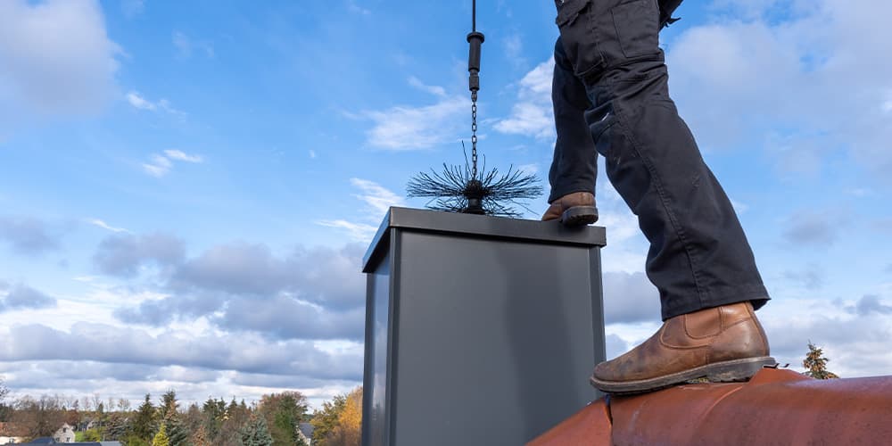 Image Of Person Cleaning Chimney